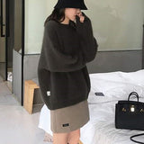 New 2022 Autumn Winter Women Sweater Pullovers Fake Mink Cashmere Oversize Vintage Knitwears Wild Lady Tops SW1207JX