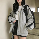 Oversized Print Long Sleeve Zip Up Hoodies Women Korean Fashion Autumn Winter Thick Jacket Clothes Chic Harajuku Woman Pullover