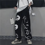 Peneran Women Pants Streetwear Gothic Oversize Print Wideleg Trousers Casual Hip-Hop Harajuku Femme Pantalon Vintage Dark Pant Aesthetic