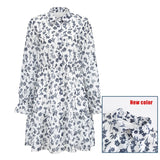 PENERAN Leopard Print Long Sleeve Dress Women Spring Summer 2022 Front Button Chiffon Shirt Dress Daily Casual Vintage Clothes