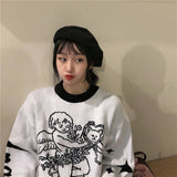 Autumn And Winter New Kawaii Korean Version Ins Cartoon Jacquard Harajuku Bf Sweater Female Student Long-Sleeved Knitted Top