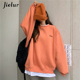 Peneran Orange Gray Sweatshirt Women M-XL Fake Two Piece M-XL Size Hoodie Female Loose Korean Fleece Streetwear Letter Embroidery