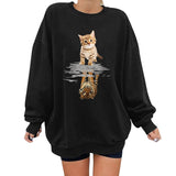 Christmas Gift Harajuku Funny Women Sweatshirts Cat&tiger Print Long Sleeve Pullovers Drop Shoulder Tops for Women 2021 Fall Winter Clothrs