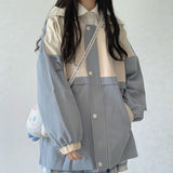 Peneran Harajuku Jackets Women Kawaii Vintage Oversize Zip Up Basic Patchwork University Overcoat Girls Korean Fashion Spring