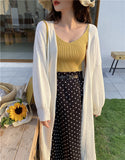 Christmas Gift  Casual Long Knitted Cardigan Women Tops Soft Loose Sweater Long Coat Solid Oversized Chic Korean Fashion Clothes