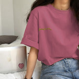 Short Sleeve T-shirts Women Summer Embroidery Loose Korean Style Simple All-match Trendy Causal Chic Girls Ins BF Tees Daily New