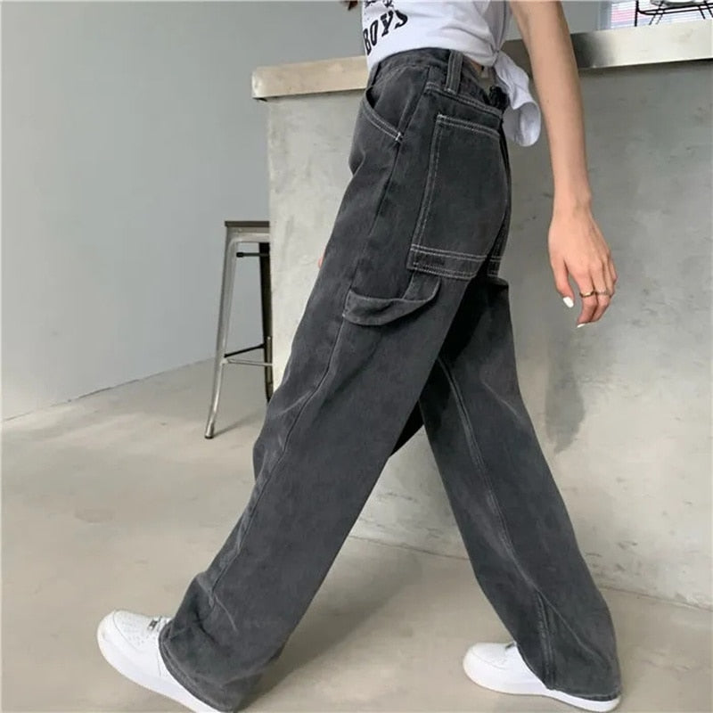 Christmas Gift Wide Leg Black High Waist Women Jeans Denim Clothing Blue Streetwear Vintage Quality Harajuku Straight Pants