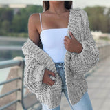 Christmas Gift Women Batwing Long Sleeve Loose Cardigan Sweater Autumn Winter Solid Oversized Outerwear Casual Thick Tops Jumper
