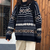Peneran Christmas Gift Oversize Sweaters Women Pullover Knitted Sweaters Casual Lady Vintage Sueter Loose All-match Korean Style Tops Winter Jumper