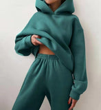 Christmas Gift Women's Tracksuit Casual Solid Long Sleeve Sport Suits Autumn Warm Hoodie Hooded Sweatshirts And Long Pant Fleece Two Piece Sets