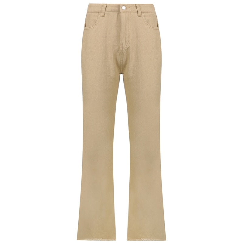 PENERAN Baggy High Waist Solid Denim Jeans Women Streetwear Vintage Casual Straight Trousers Summer Elegant Basic Pants Harajuku
