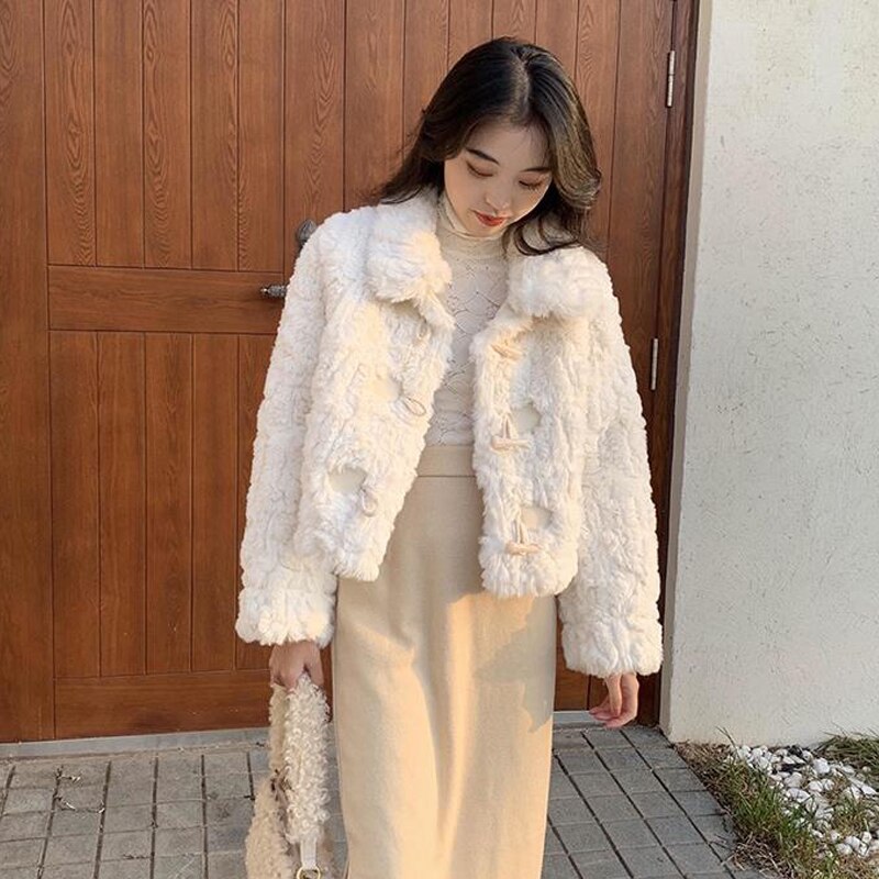 Christmas Gift 2021 Autumn Winter Cute Fashion Faux Fur Coat Women Thick Warm Soft Plush Fur Jacket Sweet Casual Female Overcoat Young Style