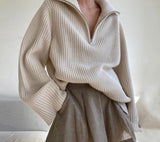 PENERAN  Knitted Pullover Women Zipper Turtleneck Plus Size Sweater Femme 2023 Autumn Korean Fashion Oversized Tops Split