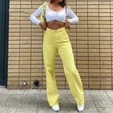 High Waist Colored Jeans Y2K Outfits 2022 Ladies Vintage Straight Streetwear Wide Legs Summer Yellow Denim Pants Women Trousers
