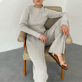 Christmas Gift Summer Knitted Sweat Suits Women Matching Sets Long Sleeve Hoodie+wide-legged Pants Loungewear Sweater Set Two Piece Outfits