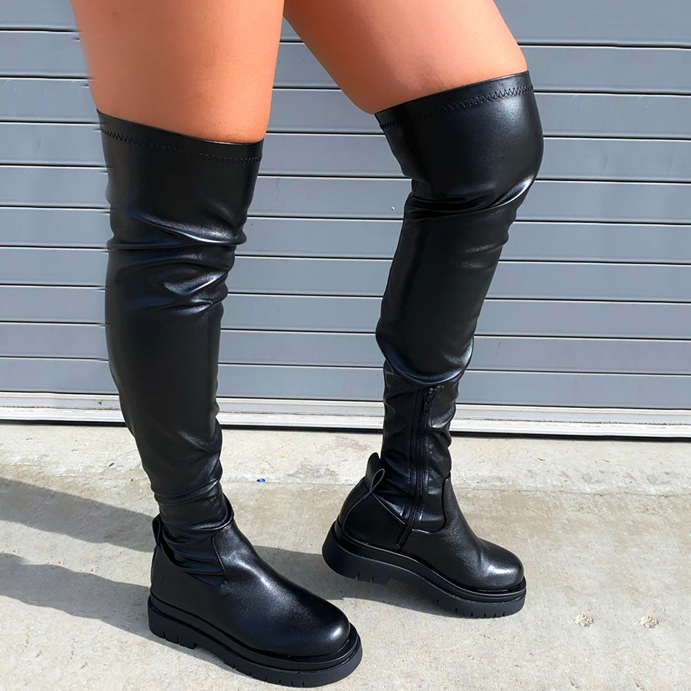Brand New Ladies Skidproof Chunky Heels Boots Fashion Platform Spring Thigh High Boots Women 2022 Stylish Leisure Shoes Woman