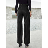 Fall Winter Black High Waist PU Leather Straight Pants Women Clothes Punk Style Solid Hip Hop Trousers Grunge Y2K 2022