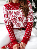 Graduation Gifts  Women Autumn Winter Christmas Sweater Ladies Knitted Jumper Pullover Women Sweater Snowflake Elk Print  Sweaters And Pullovers