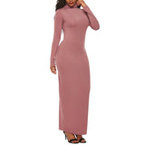 PENERAN Turtleneck Long Dress Autumn Winter Muslim Elegant Office Lady Skinny Long Sleeve Bodycon Casual Dress Women Midi Clubwear GV464