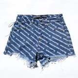 PENERAN Denim Shorts Women Brand Pants Hyun Ya Wind Trend Classic Full Printed Letters Summer High Quality Casual High Waist Hot Pants