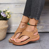 Peneran 2022 Summer Women Strap Sandals Women&#39;S Flats Open Toe Solid Casual Shoes Rome Wedges Thong Sandals Sexy Ladies Shoes