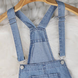 Back to School Spring Autumn Thin Loose Casual Womens Denim Jumpsuit Lace Up Elastic Waist Overalls Solid Color Wide Leg Trousers Bodysuit 6218