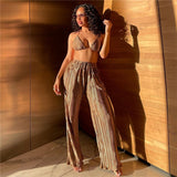 PENERAN Summer Sexy Corset Camisole Pants Set Women Bodycon Bra Vest High Waist Wide Leg Pant Suit 2022 New Fashion Lady Outfits Clothes