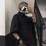 Peneran Harajuku Oversized White Blouses Women Vintage Japanese Style Short Sleeve Shirt BF Cool Tops Female Casual Streetwear