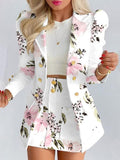 Graduation gift New Lady Office Solid Color Puff Sleeve Suit + High Waist Button Skirt Two-Piece Set Women Spring Fashion Blazer Commute Outfits mh0526