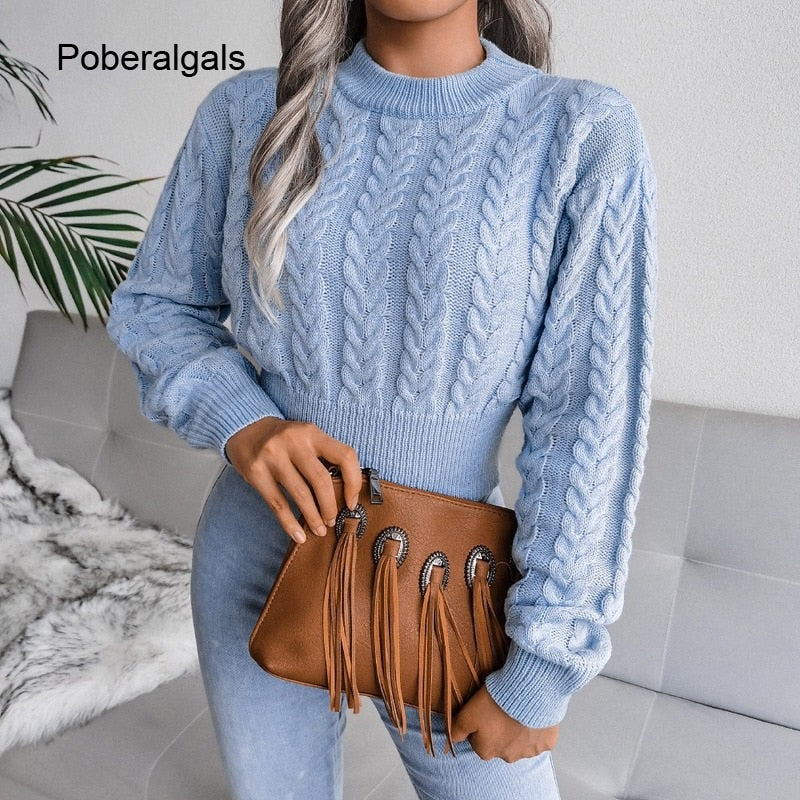 Black Fridays Sales Autumn Twist Knit Sweater Women Pullovers Winter New Waist Knitted Short Long Sleeve Sweater Women's Clothing  2022 Jumpers Tops