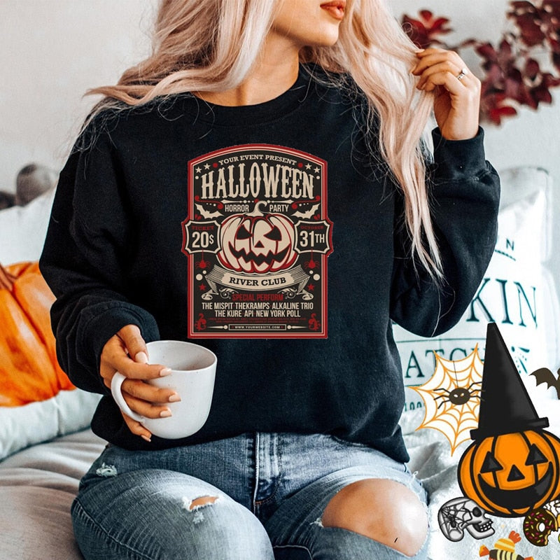 Peneran Vintage Halloween Crewneck Sweatshirt Harajuku Pullover Autumn Pumkin Hoodie Women Long Sleeve Fall Female Oversize Sweatshirts