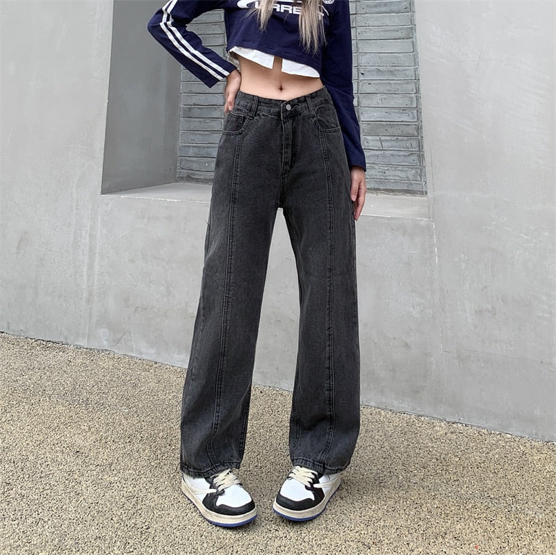 Back to school Female Clothing Women's Jeans Woman High Waist Korean Fashion Streetwear Denim Y2k Vintage Clothes Pants Straight Leg 2023 Trend