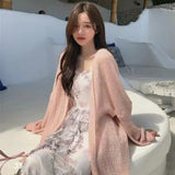 Peneran Summer Long Loose Cardigan Coats Women Long Sleeve Thin Knitted Sweater Cardigans NFFS-64878