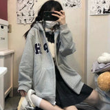 Tineit Peneran Zipper Hoodie Jacket Y2K Women's Sweatshirt Korean Super Large Letter Printed Hoodie Street Top 2022 Spring New Coat