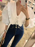 Peneran Summer Women Blouses White Spring Shirt Female Womens Blouse Blusas Casual Elegant Vintage Short Sleeve Cotton Oversize Loose