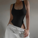 Peneran back to school   Sleeveless Knit Bodysuit 2024 Hot Summer Sexy Bodycon Off Shoulder Halter Tops Casual Street Bodice For Women ClubWear