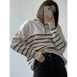 Peneran 2022 Striped Split Turtleneck Sweater Long Flare Sleeve Knitted Oversized Autumn Winter Female Pullover Fashion Long Sleeve Top
