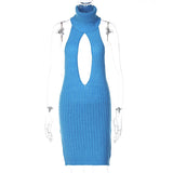 Peneran Backless Mini Dress 2023 Spring Summer New Fashion Turtleneck Sleeveless Bodycon Dresses For Women Cut Out Dress Y2k