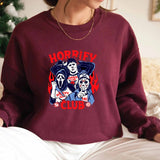 Peneran Stranger Things Horrify Club Hoodie Halloween Spooky Season Fall Sweatshirt Hell Devil Fire Graphic Pullover Crewneck Sweatshirt