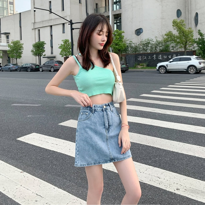 Back to school Summer Skirt Women Skirts Women's Stylish Skirts High Waist Skirt Y2k Korean Fashion Harajuku Mini Denim Clothes Blue Clothing