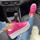 Peneran Thanksgiving Day Gifts  New Women's Sneakers Platform Lace Up Flats Thick Bottom Vulcanized Shoes  Leisure Ladies Female Plus Size Concise Walking Shoes