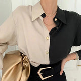 Black Friday Sales Vintage Shirt Women Elegant Office Ladies Blouses Y2k Korean Style Long Sleeve Oversize Patchwork Casual Tops Female