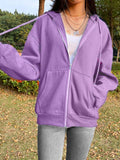 Peneran Fall outfits back to school Brown Purple Black Zip Hooded Sweatshirt Winter Jacket Top Oversized Hoodie Retro Pocket Woman Clothes Long Sleeve Pullover