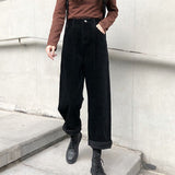 PENERAN Corduroy Pants Straight-Leg Pants 2024 Fashion Casual High Waist Pleated Trousers Harajuku Vintage Loose Wide Leg Pants Y2K