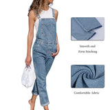 Back to School Stitching Slim Ladies Sling Jumpsuit Pure Color Washed Cropped Pants Spring And Autumn Fashion Workwear Style Bodysuit 903