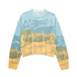Peneran Autumn And Winter New Landscape Pattern Jacquard Long-Sleeved Knitted Pullover