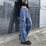 Back to school Straight Leg Jeans Woman High Waist Vintage Clothes Korean Fashion Women's Jeans 2023 Trend Denim Female Clothing Y2k Streetwear