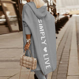 Peneran Women's Long White Chic Sweat Femme Letter Printing Cardigan  Winter  Sweater Fashion Manteau Coat Loose Causal Outwears