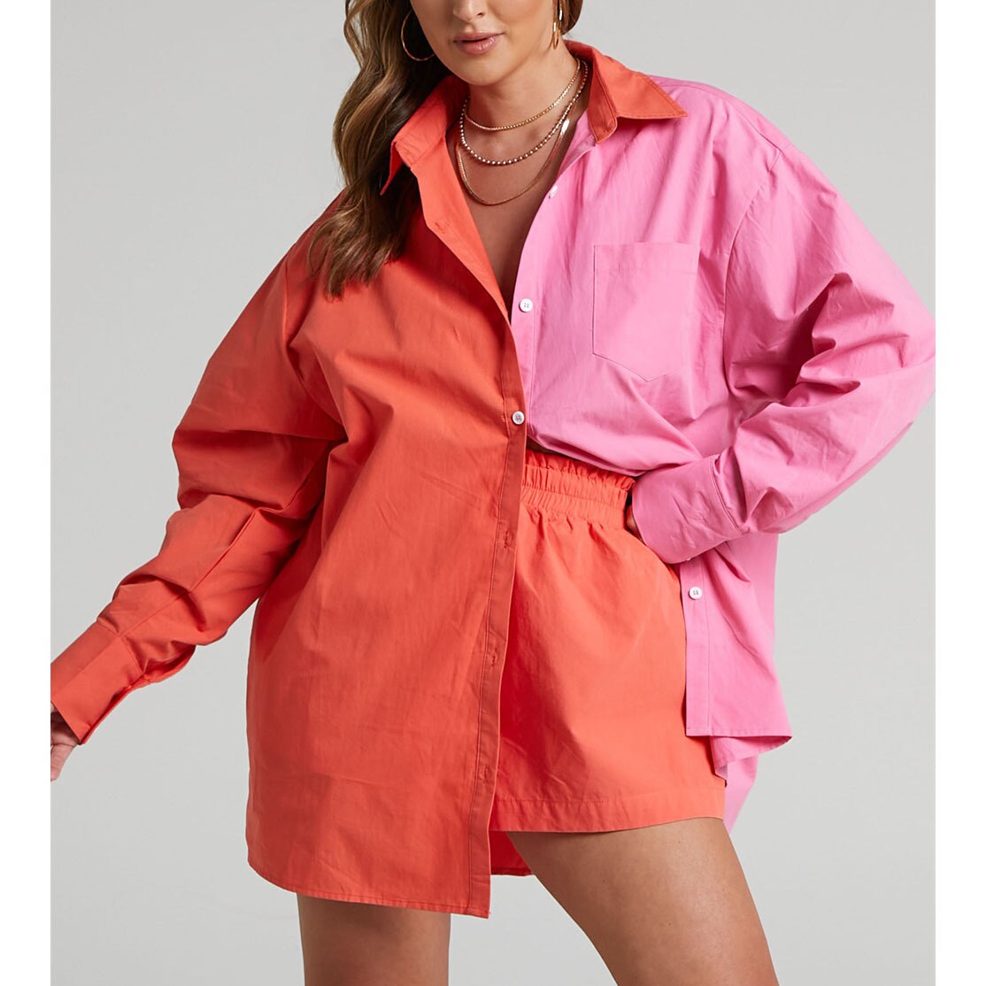 PENERAN 2022 Summer Fashion Cotton Tracksuits Women Casual Solid Color Long-Sleeve Lapel Shirt And Loose Mini Shorts Y2K