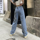 Back to school Female Clothing Blue Jeans Woman High Waist Korean Fashion Women's Jeans 2023 Trend Streetwear Vintage Clothes Y2k Pants Denim